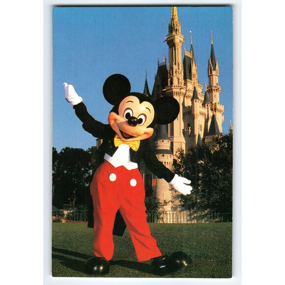 Walt Disney World Mickey Mouse with Cinderella Castle Postcard - Picture 1 of 2